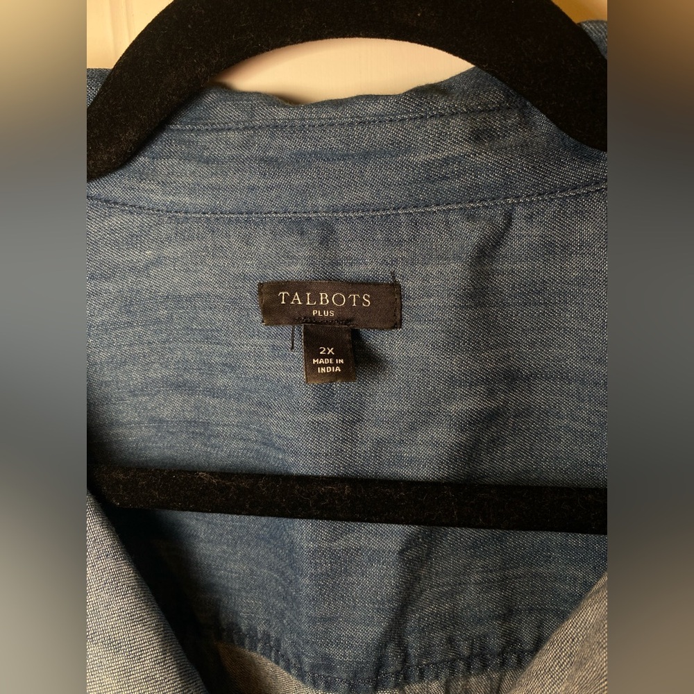 Talbots Embellished Collar Denim Button Front Shirt size 2X NWOT - Picture 5 of 7